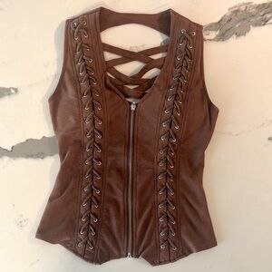 Brown Fitted Cut Out Tank Corset Top